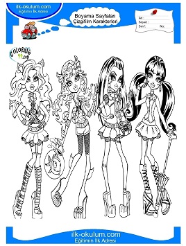 Çocuklar İçin Monster High Boyama Sayfaları 